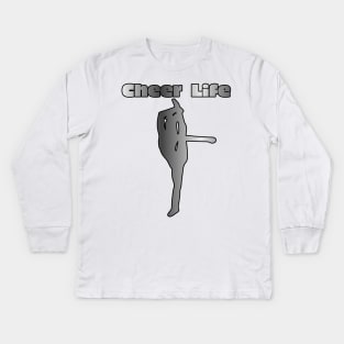Cheer Life Design in Silver Kids Long Sleeve T-Shirt